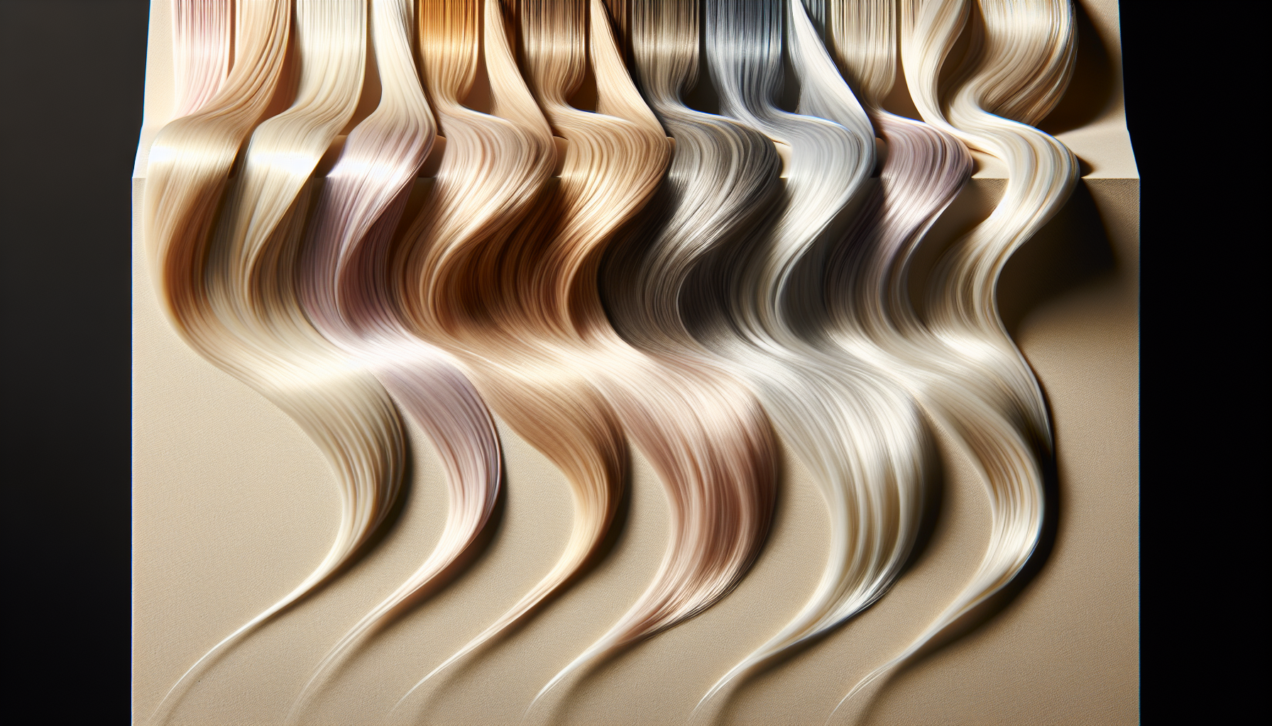 Blonde hair color swatches from platinum to honey without brassiness